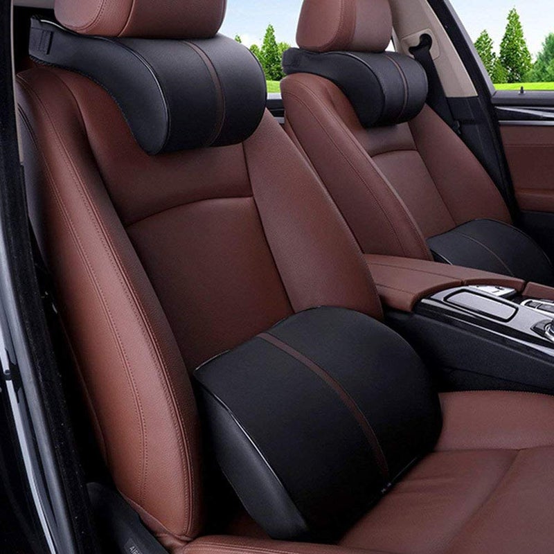 HomDSim Car Seat Neck Support Pillow,PU Soft Leather + Memory Foam,Head Support Pillow Cushion Pad for Driving Headrest Relax,with Adjustable Strap - Image 5